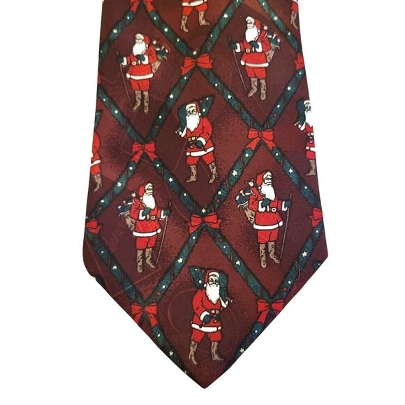 Thinking of You Ties Other - Santa Claus Father Christmas Tie 58" Burgundy Red "Thinking of You Ties" USA